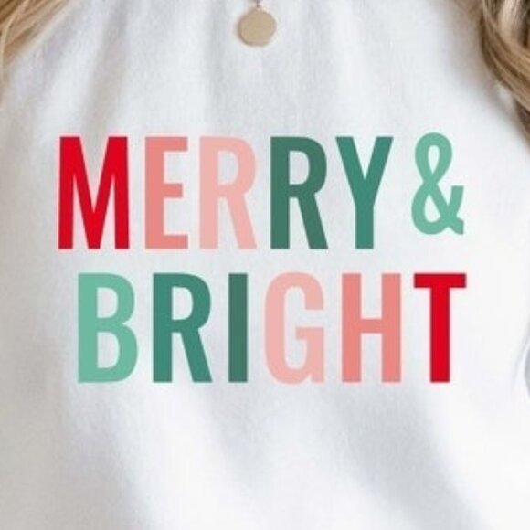 Merry Christmas Sweatshirt Merry & Bright Sweater, Christmas Crewneck Holiday 99 - Picture 2 of 5